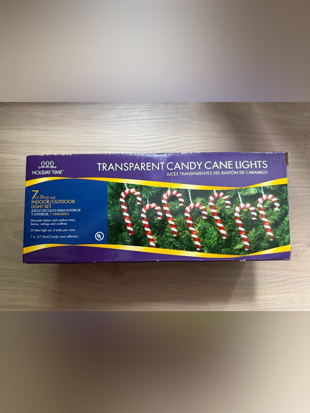 Holiday Time Transparent Candy Cane Lights 7 CT 7" 7 FT Christmas